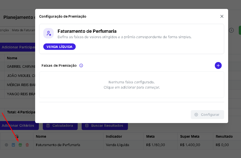 Exemplo de ícone de premiação na interface do Biapp